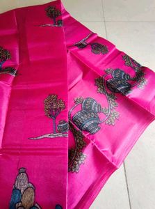 Vibrant Pink Folk Art Silk.