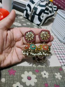 Gorgeous Jhumka Earrings And Mangtika Set