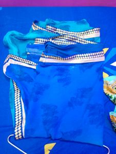 Blue Floral Saree Daily Wear