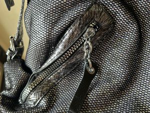Rare Metallic Silver &amp; Black Tote Bag