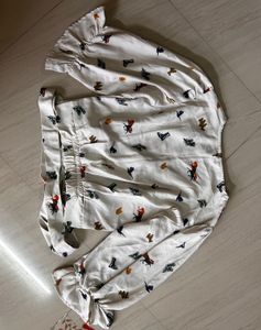 Patterned Tie-Waist Blouse