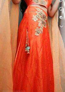 Orange Skirt With Crop Top