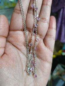 Giva Pink Stone Silver Queens Necklace