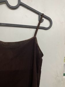 Women Basic Brown Net Top