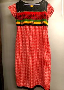 Bright Red Straight Kurta Casual Wear