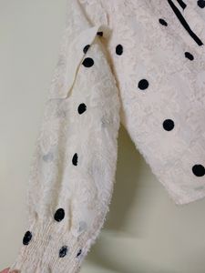 White And Black Polka Dot Top