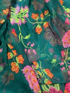 Floral Green Kurta Set with organza dupatta