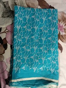 Teal Scarf with Abstract Print