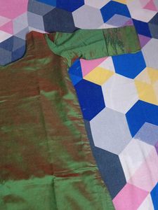 Elegant Green silk pochampalli border kurta