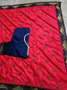 Elegant Pink Embroidered Saree