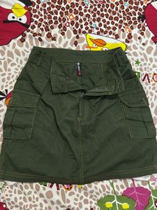 Olive Green Korean Skirt