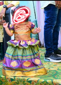 Green Colour Banarasi Pattu Frock