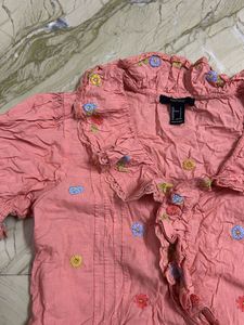 Forever 21 Floral Embroidered Top