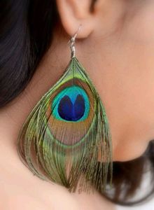 Peacock Feather Boho Earrings