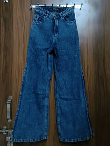 Wide Leg Denim Jeans( with side slit)