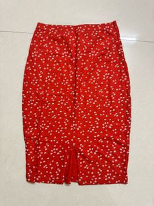 Women Red Floral Print Skirt