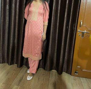 Elegant Peach 3 Peice  Kurta Set