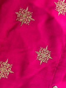 A Pink Top With Gold Floral Thread Work