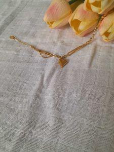 Golden Heart Charm Link Bracelet( Anti Tarnish)