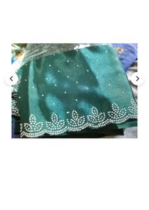 New  Green Saree With Attached Blouse Piece
