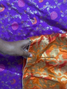 New Banarai Sareee With Orange Blouse