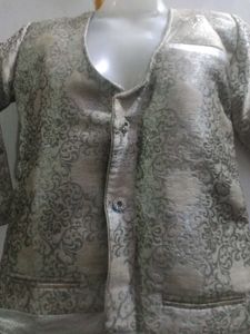Patterned Blazer with Trim