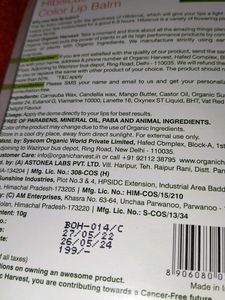 Organic Harvest Happy Lips Color Lip Balm With Hibiscus Oil