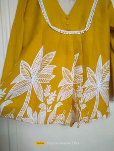 Yellow Printed Kurta