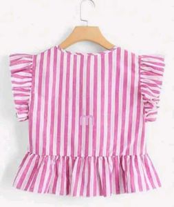 Striptered Ruffle Top