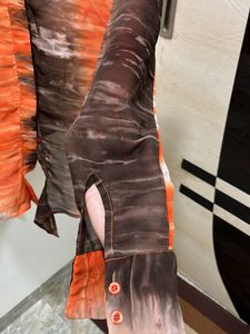 GLOBUS Orange N Brown Casual Shirt Style Top