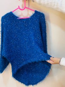 Sparkly Blue Fuzzy Sweater