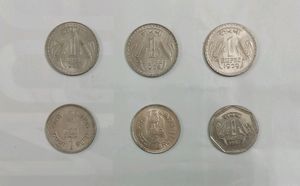 6 Pcs Of 1 Rupee Coins Old