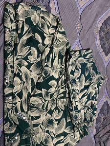 Green Floral Print Co Ord Set