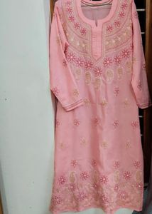 Peach Embroidery Kurta