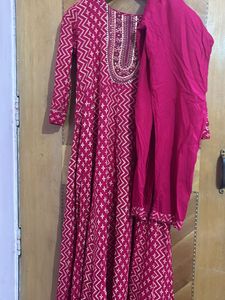 Cotton Anarkali Suit With Pant