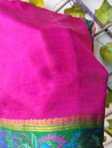 Magenta &amp; Green Silk Saree