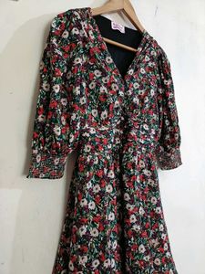 Unused Floral Black Dress