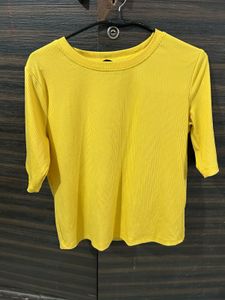 Ribbed Yellow Cropped Top