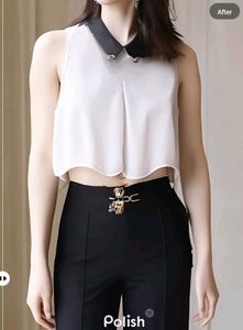 New With Tag Cute Korean Crop Neck Top