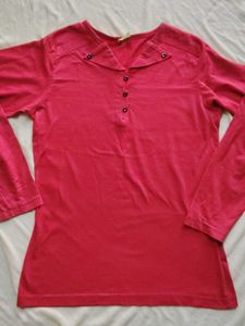 Red top for Christmas 🌲Cute Pink Button-Down To