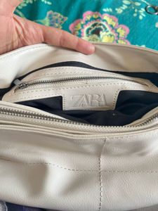 Zara off White Quilted Shoulder Bag
