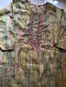 Embroidered Olive Green Kurta