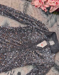 Sparkling Sequin Mini Shirt Dress