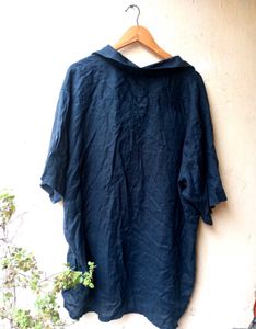 Burnt Umber Dark Blue Oversized Shirt (Women)