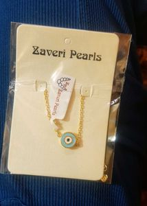 Turquoise Blue &amp; White Evil Eye Pendent And Chain