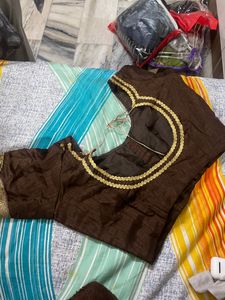 Frills saree brown