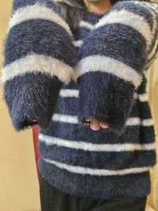 Dark blue and white stripped Cozy Sweater