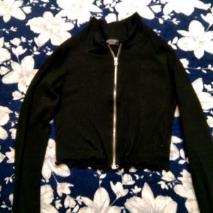 Black Zip-Up Cropped Jacket