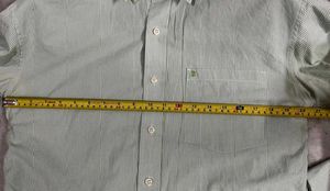 IZOD GREEN VERTICAL STRIPES OLD MONEY SHIRT L (44)