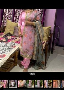 Wedding Dress Pink Organza Dupata Patiyala Salwar